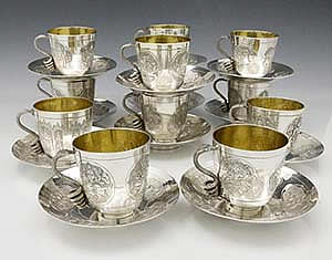 Peter N Orr antique silver cups and saucers